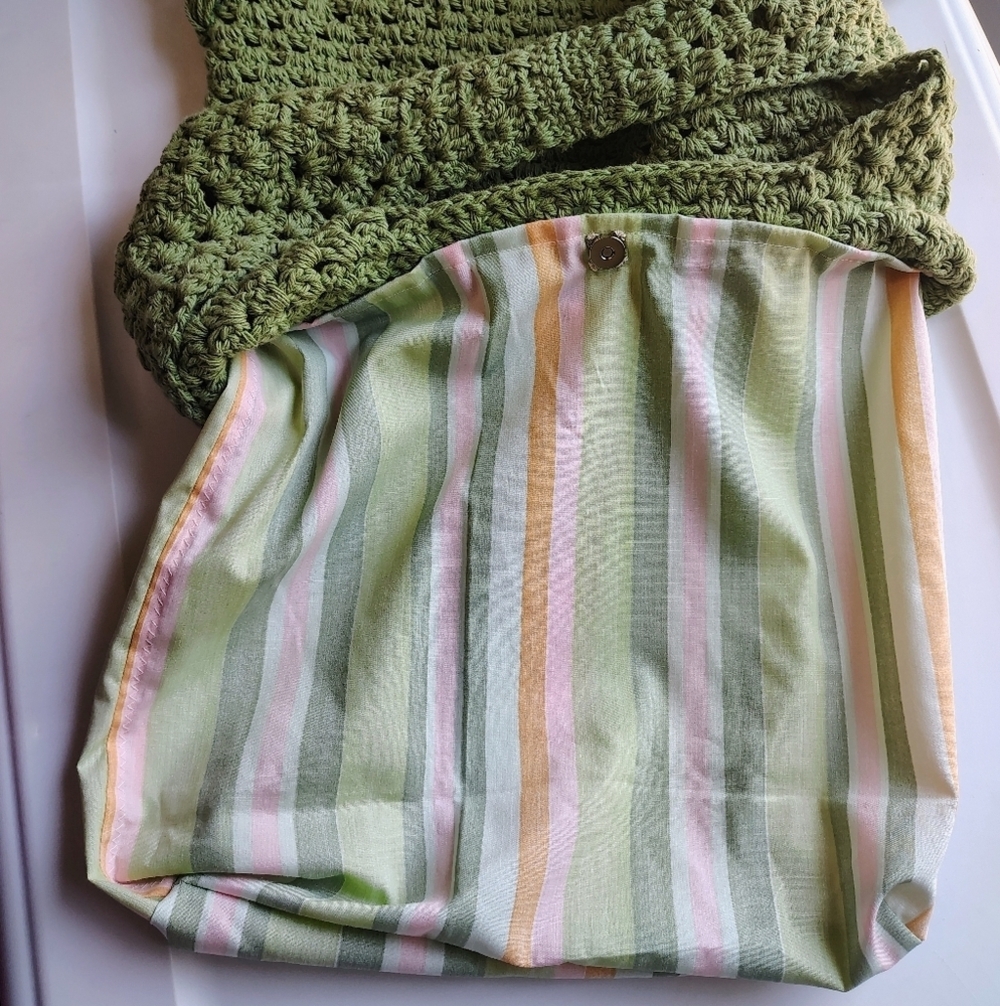 NWOT Handmade Tote Shoulder Bag Boho Chic Crochet Olive Green, Lightweight. - Picture 14 of 16